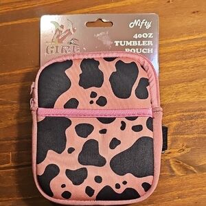 Pink and Black Cowprint Tumbler Pouch